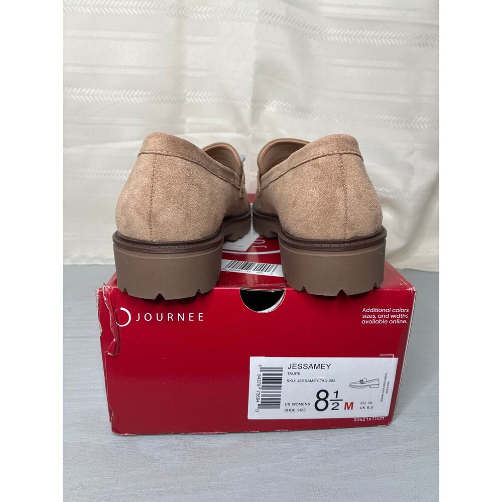 Journee Collection Jessamey Horse Bit Loafer Flats Taupe Suede Size 8.5 - Picture 10 of 12